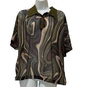 Elegant Women's Swirl Pattern Button Down Shirt